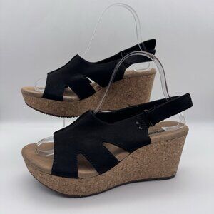 Clarks Annadel Eirwyn Black Slingback Wedge Sandel -Women’s Size 7.5- VGUC